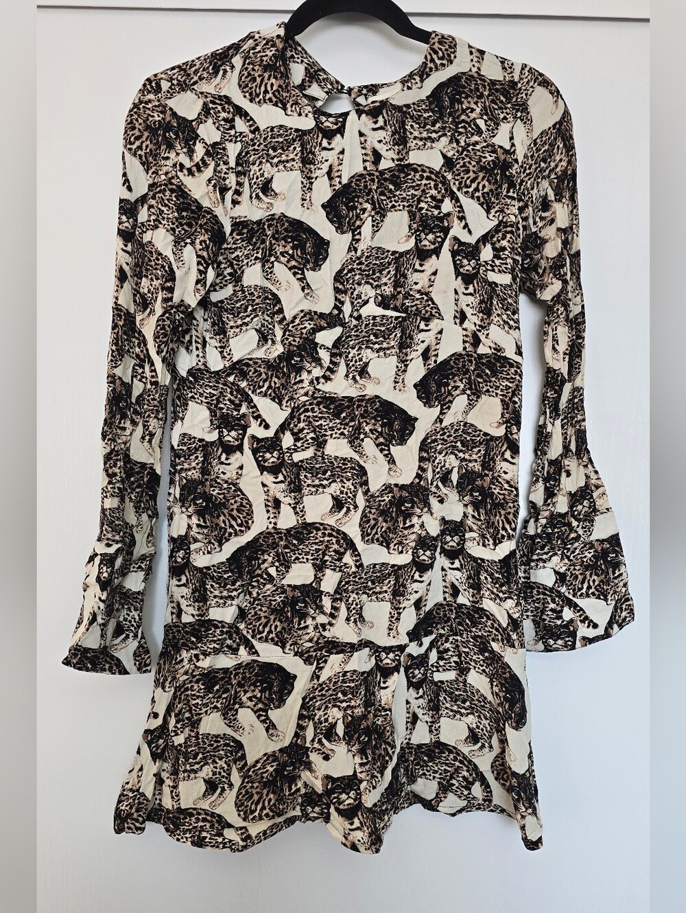 H&M - Bengal Cat Ocelot Animal Print Long Sleeve Mini Dress